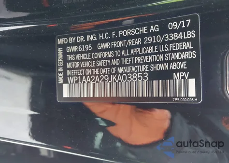 2018 Porsche Cayenne Platinum Edition из США, поврежденный, VIN WP1AA2A29JKA03853